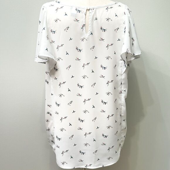 Torrid Top Women's 3 3X White Cottagecore Boho Beachy Birds Criss Cross Flutter - Picture 2 of 14